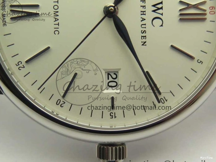 MIROTIME 0518 Supportive Portofino Automatic SS AF 1:1 Best Edition White Dial on Black Croco Leather Strap A 7184